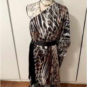 Bebe one shoulder animal print dress